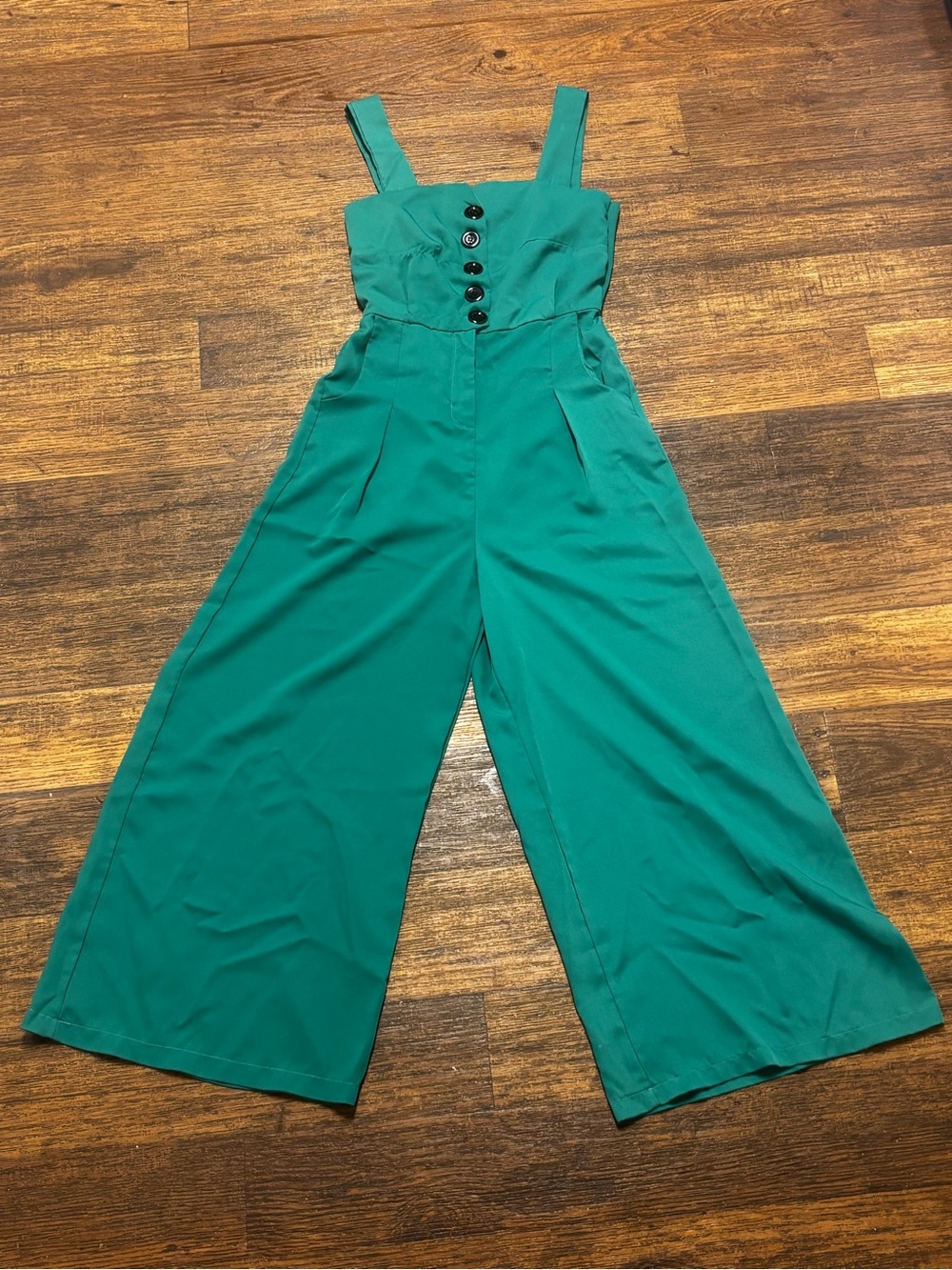 Sleeveless Wide-Leg Jumpsuit in Teal